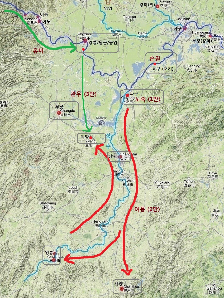 지도로 보는 삼국지 관우와 노숙의 일촉측발 대치 | 인스티즈