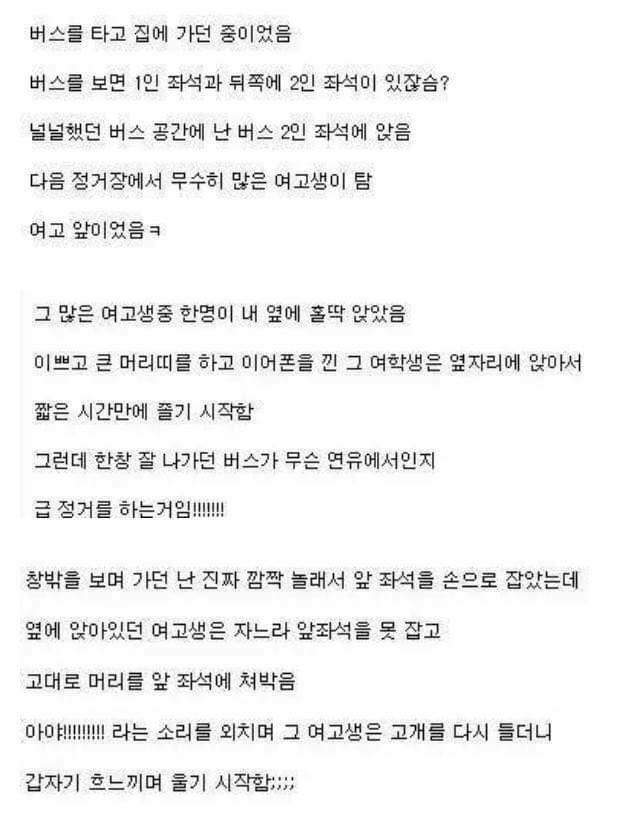 버스 급정거로 시력을 잃은 여고생 썰.txt | 인스티즈