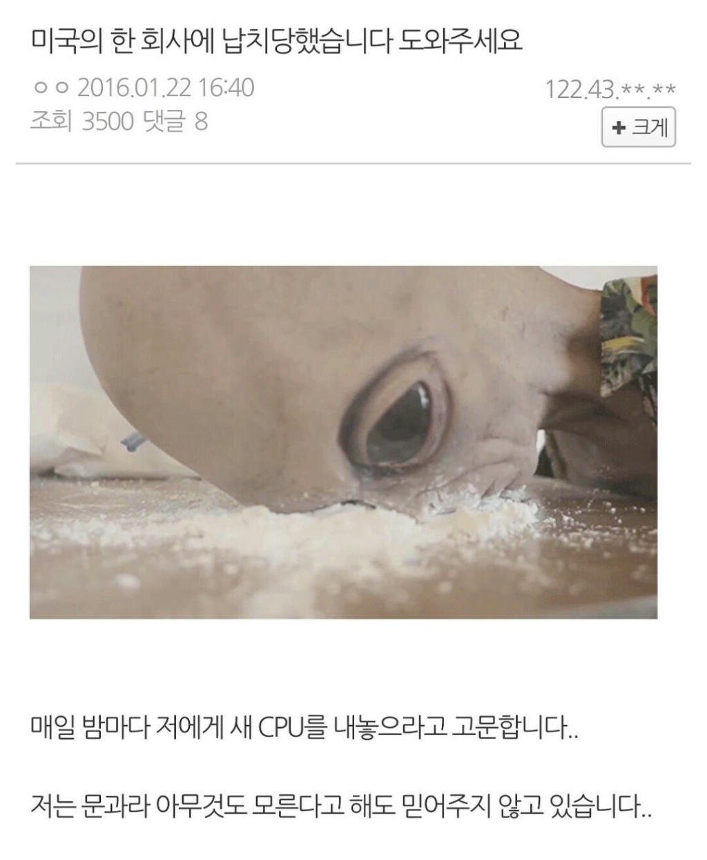 허언증 갤러리 외계인 출현.jpg | 인스티즈