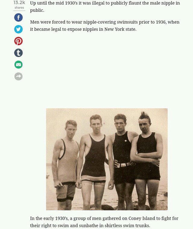 1930년 남자의 상의탈의 합법화 시위 | 인스티즈