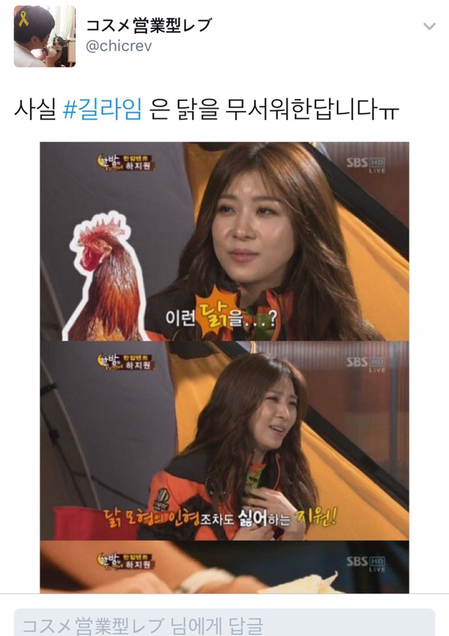 닭을 무서워한다는 하지원.jpg | 인스티즈