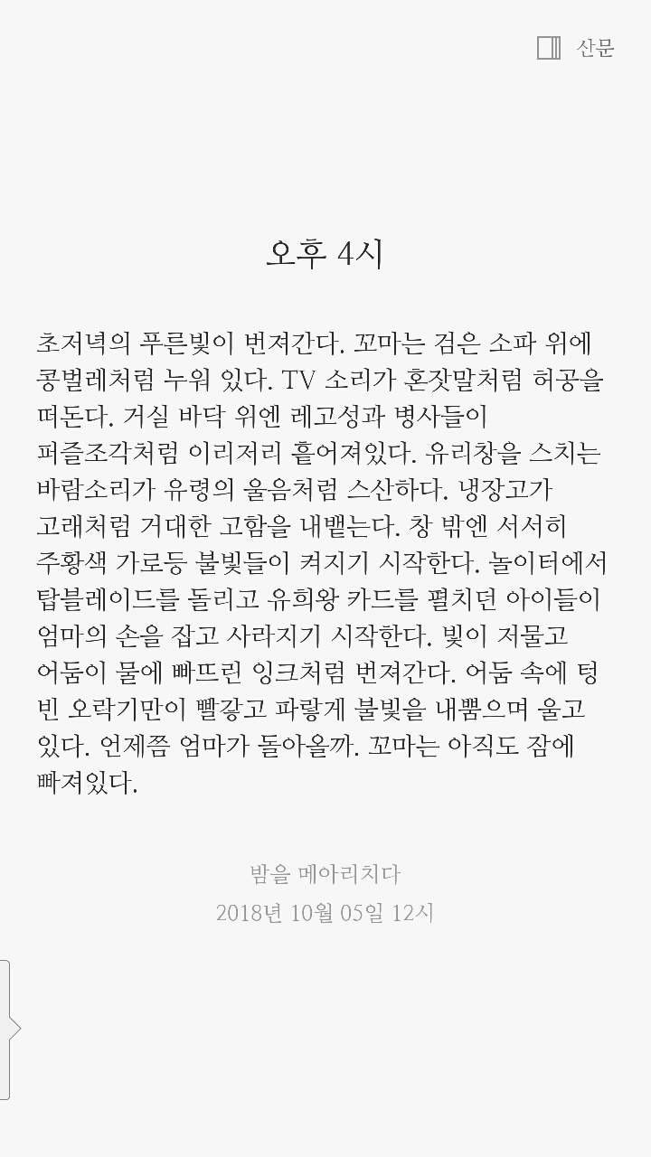 시인지망생 밤을 매아리치다의 짧은 산문 1 - 오후 4시 | 인스티즈